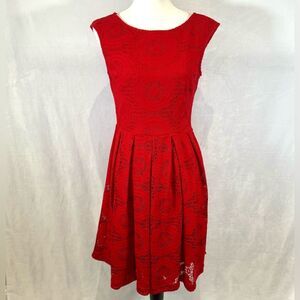 London Times red lace pleated dress size 4